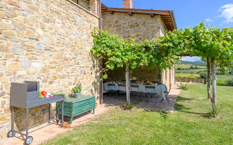 Podere Pomasciano 10: Outdoor Table, Outdoor Furniture, Kitchen & Dining Room Table, Garden, Farmhouse, Shade, Backyard, Yard, Patio, Chair