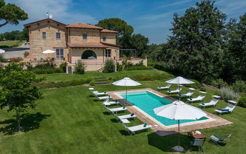 Il Colle di Donna Ilaria 12: Swimming Pool, Estate, Garden, Villa, Landscaping, Mansion, Outdoor Furniture, Lawn, Hacienda, Resort