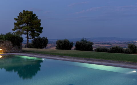 Villa Panorama 14: Blue, Swimming Pool, Evening, Landscaping, Water Feature, Dusk, Resort
