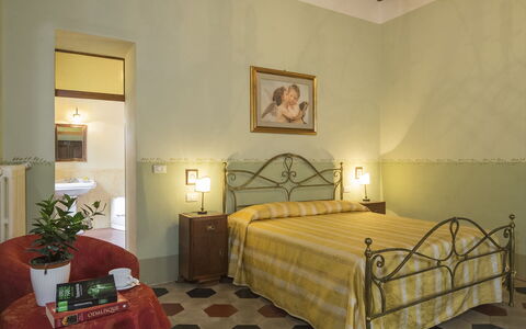 Villa Angelini 14+7: Wall, Furniture, Interior Design, Bedroom, Ceiling, Flooring, Bed, Floor, Room, Bed Frame