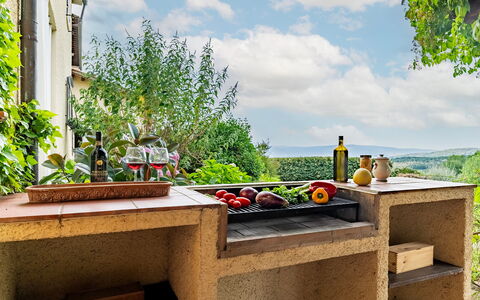 Casale le Conce 6: Garden, Wood Stain, Design, Chimney, Houseplant, Kitchen, Countertop, Backyard, Stove, Tile