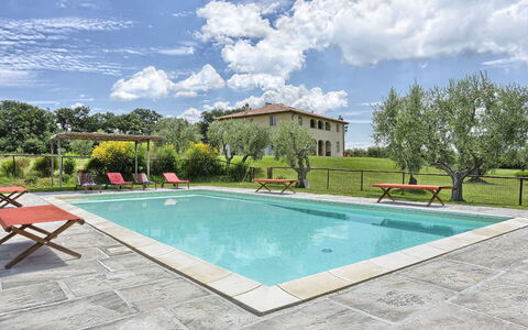 Villa Il Meluccio 12: Swimming Pool, Furniture, Outdoor Furniture, Estate, Resort, Garden, Hacienda, Shade, Chair, Farmhouse