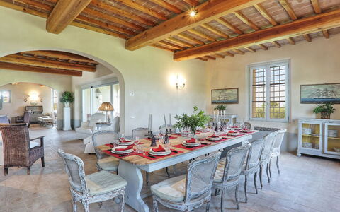 Villa Il Meluccio 12: Furniture, Interior Design, Wall, Flooring, Chair, Table, Home, Kitchen & Dining Room Table, Floor, Dining Room
