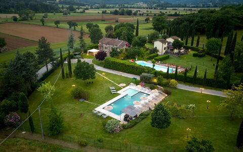 La Colonica 18: Swimming Pool, Residential Area, Bird'S-Eye View, Resort, Garden, Landscaping, Urban Design, Estate, Aerial Photography, Thermae