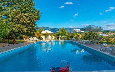 Villa Leonardo 30+6: Swimming Pool, Mountainous Landforms, Mountain, Hill, Outdoor Furniture, Resort, Mountain Range, Umbrella, Eco Hotel, Sunlounger