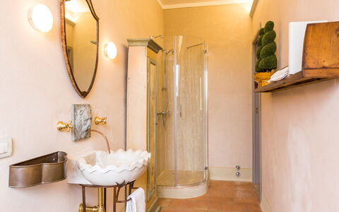 Dimora San Germano 14: Interior Design, Lighting, Flooring, Floor, Plumbing Fixture, Bathroom, Mirror, Plumbing, Room, Tap