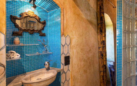 Torre al Poggio 8: Flooring, Floor, Interior Design, Tile, Plumbing Fixture, Ceiling, Plumbing, Natural Material, Bathroom, Design