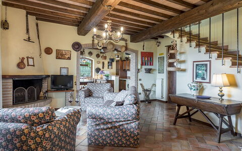 Villa Mila 6: Furniture, Wall, Interior Design, Wood, Flooring, Ceiling, Chair, Living Room, Couch, Home