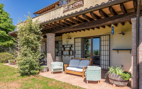 Villa Mila 6: Home, Residential Area, House, Porch, Door, Shrub, Furniture, Garden, Cottage