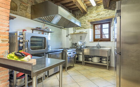 Podere le Corone 14: Kitchen, Kitchen Appliance, Countertop, Major Appliance, Kitchen Stove, Home Appliance, Stove, Cabinetry, Furniture, Flooring
