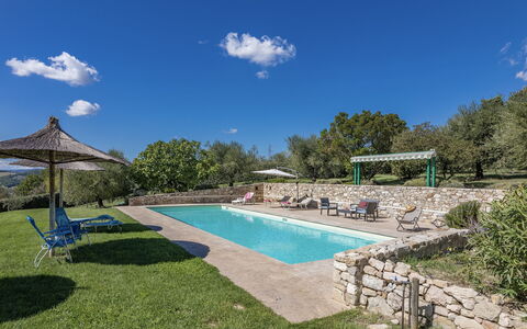 Villa le Logge 12: Blue, Garden, Landscaping, Estate, Shade, Swimming Pool, Hacienda, Yard, Farmhouse, Backyard