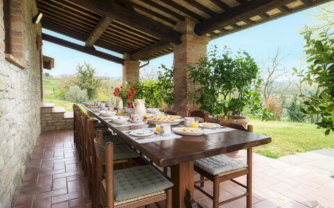 Villa le Logge 12: Furniture, Table, Wood, Kitchen & Dining Room Table, Chair, Land Lot, Home, Farmhouse, Dining Room, Outdoor Furniture