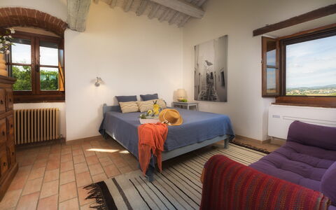 La Vecchia Pieve 8: Furniture, Wall, Interior Design, Wood, Bedroom, Flooring, Room, Bed, Floor, Home