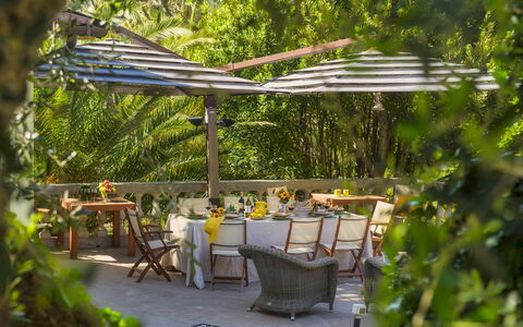 Villa Gaius 8+2: Furniture, Table, Outdoor Furniture, Shade, Chair, Outdoor Table, Garden, Resort, Eco Hotel, Outdoor Structure