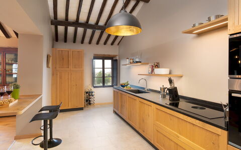 Terra di Siena 14: Kitchen, Furniture, Countertop, Interior Design, Kitchen Appliance, Cabinetry, Wood, Flooring, Light Fixture, Ceiling