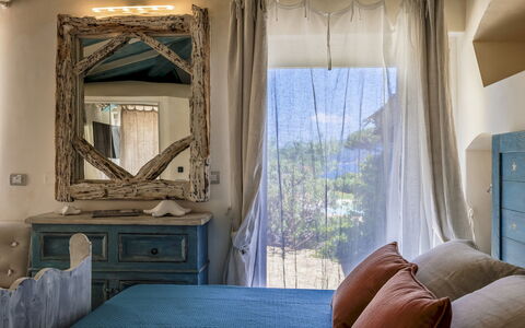 Villa Padulella 8+2: Furniture, Interior Design, Bedroom, Linens, Bed, Textile, Room, Curtain, Bedding, Window Treatment