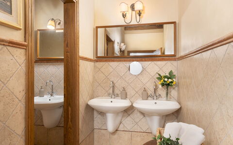 Guado al Sole 26+4: Bathroom Sink, Flooring, Plumbing Fixture, Bathroom, Interior Design, Sink, Floor, Tap, Plumbing, Lighting