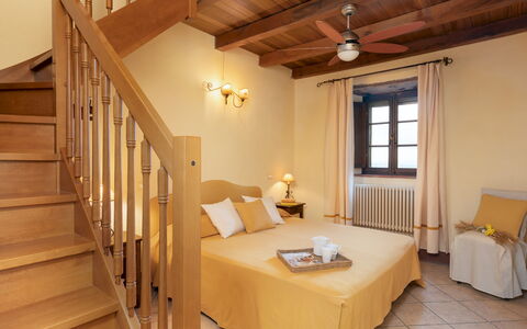 Guado al Sole 26+4: Furniture, Interior Design, Flooring, Floor, Room, Bedroom, Home, Bed, Ceiling, Apartment