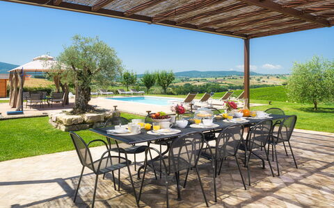 Villa Flaminia 8+2 -: Sky, Swimming Pool, Outdoor Furniture, Furniture, Land Lot, Resort, Eco Hotel, Shade, Garden, Umbrella