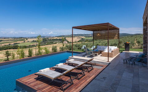 Casale the Place 6+2: Blue, Swimming Pool, Composite Material, Outdoor Furniture, Sunlounger, Estate, Chair, Design, Hardwood, Villa
