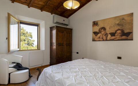 Villa Bel Panorama 8: Bed, Bedroom, Bedding, Interior Design, Bed Sheet, Wall, Furniture, Wood, Linens, Ceiling
