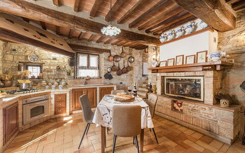 Residenza Collefiorito 26: Furniture, Wall, Interior Design, Flooring, Kitchen, Home, Ceiling, Floor, Lighting, Kitchen & Dining Room Table