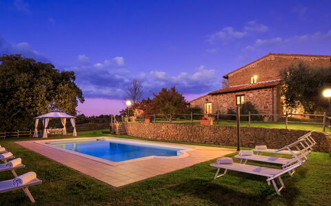 Villa le Tornaie 14: Swimming Pool, Estate, Hacienda, Villa, Farmhouse, Backyard, Dusk, Yard, Evening, Night