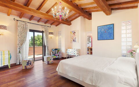 Villa Castiglione 9: Furniture, Interior Design, Bed, Flooring, Floor, Ceiling, Home, Bedroom, Room, Apartment