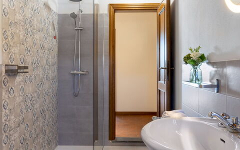 Tenuta Francigena 8: Bathroom, Plumbing Fixture, Bathroom Sink, Flooring, Floor, Interior Design, Sink, Tap, Mirror, Plumbing