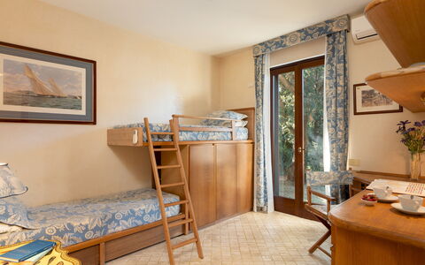 Villa Puntala 10: Furniture, Bedroom, Interior Design, Wood, Bed, Floor, Flooring, Apartment, Room, Bed Sheet
