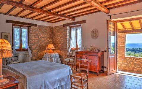 Casale Tre Cipressi 10: Wall, Furniture, Home, House, Bedroom, Bed, Linens, Bed Frame, Bedding, Villa