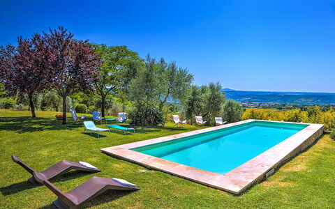 Casale Tre Cipressi 10: Blue, Swimming Pool, Garden, Meadow, Lawn, Landscaping, Estate, Farmhouse, Hacienda, Backyard