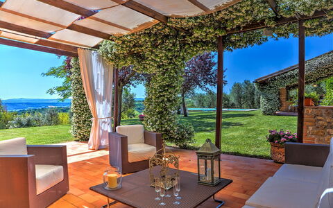 Casale Tre Cipressi 10: Garden, Shrub, Furniture, Land Lot, Shade, Landscaping, Outdoor Furniture, Backyard, Eco Hotel