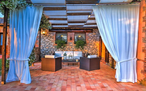 Casale Tre Cipressi 10: Furniture, Outdoor Furniture, Swimming Pool, Chair, Resort, Table, Flowerpot, Eco Hotel, Shade, Patio