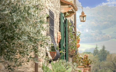 Casale delle Farfalle 12: Wall, Door, Flowerpot, Houseplant, Stone Wall, Balcony, Farmhouse
