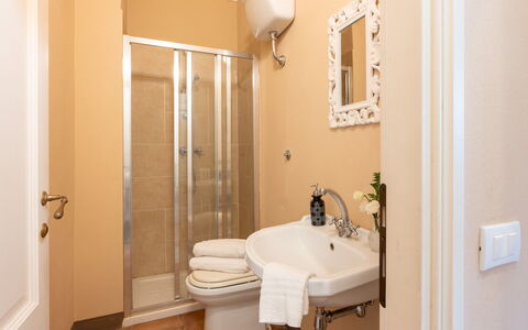 Villa Iole 14: Interior Design, Floor, Plumbing Fixture, Flooring, Bathroom, Room, Furniture, Lighting, Bathroom Sink, Plumbing