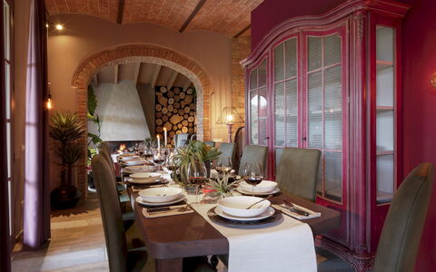 Agriresort Bacaringhe 13: Furniture, Interior Design, Table, Chair, Dining Room, Kitchen & Dining Room Table, Tableware, Lighting, Home, Flooring