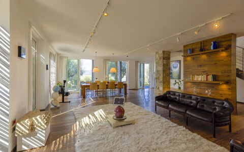 Brightline Villa 8: Flooring, Floor, Interior Design, Furniture, Wood, Ceiling, Wood Flooring, Couch, Lighting, Living Room