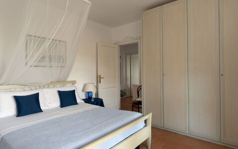 Villa Perelle 8: Furniture, Bed, Bedroom, Interior Design, Floor, Wall, Flooring, Bed Sheet, Bedding, Wood