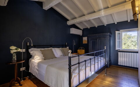 Podere Vernine di Sotto 14: Furniture, Bed, Bedroom, Interior Design, Bedding, Bed Sheet, Flooring, Lighting, Floor, Ceiling
