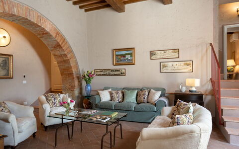 Il Poggione 10: Furniture, Interior Design, Couch, Wall, Flooring, Table, Wood, Room, Living Room, Chair