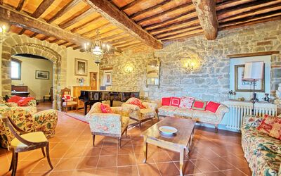 Villa Montescalari: Property, Room, Building, Interior Design, Furniture, Living Room, Real Estate, Ceiling, House, Home