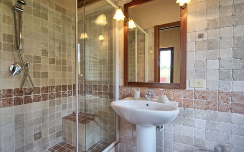 Villa Ulivi: Mirror, Plumbing Fixture, Tap, Sink, Property, Bathroom, Interior Design, Lighting, Architecture