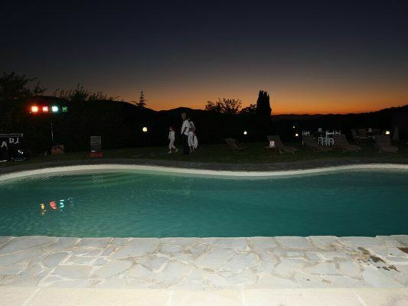 sunset on the pool