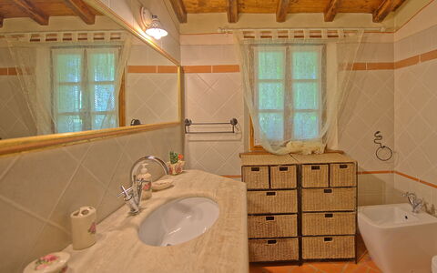 Villa Margherita: Bathroom, Room, Property, Interior Design, Sink, Building, House, Plumbing Fixture, Ceiling, Tile