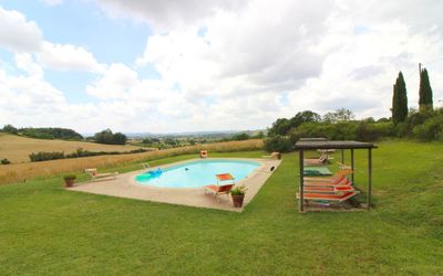Santa Vittoria: Cloud, Sky, Plant, Tree, Swimming Pool, Land Lot, Shade, Grass, Outdoor Furniture, Cumulus
