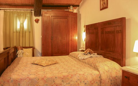 Country House Il Galleto: Bed, Furniture, Bedding, Bedroom, Interior Design, Bed Sheet, Wood, Ceiling, Linens, Floor