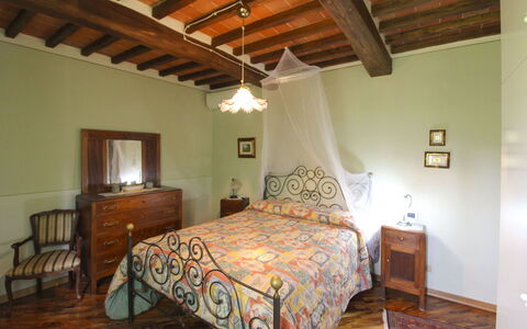 Casale Lorenzo: Furniture, Bed, Interior Design, Bedroom, Wall, Bedding, Bed Sheet, Wood, Ceiling, Flooring