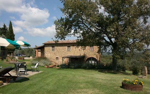 Podere della Crocchia: Plant, Cloud, Sky, Building, Tree, Window, Land Lot, Shade, Grass, Cottage