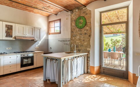 Villa Castiglione: Interior Design, Furniture, Flooring, Wood, Kitchen, Floor, Ceiling, Countertop, Home, Room